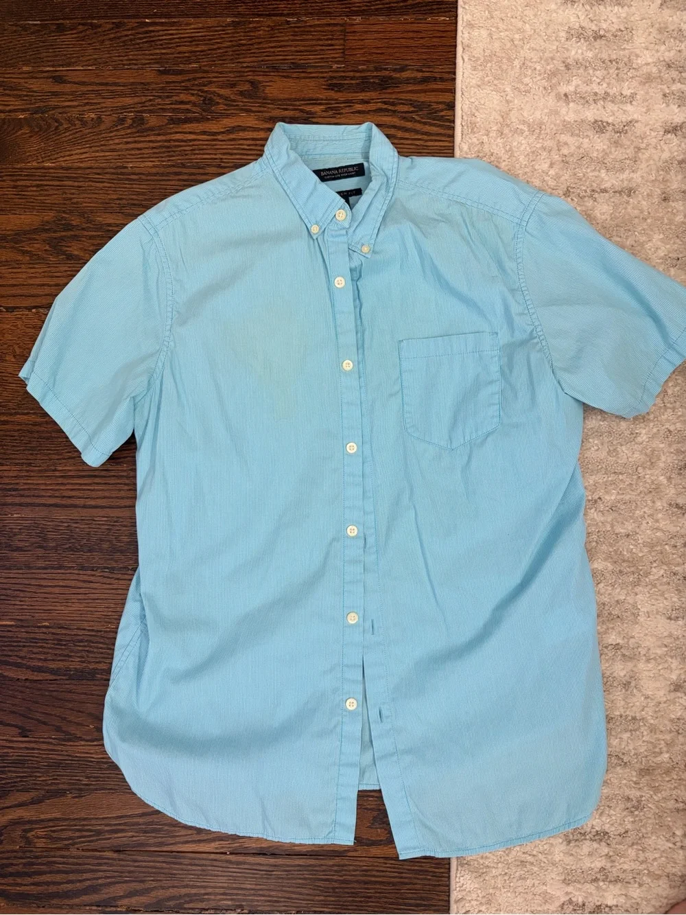 Banana Republic Light Blue Short-Sleeve Oxford Shirt